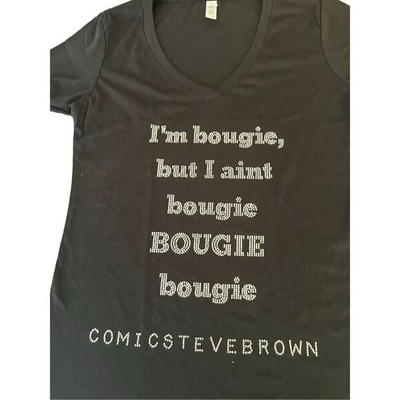 I am bougie, but I ain't bougie, Bougie rhinestones tee size Medium - Picture 3 of 6